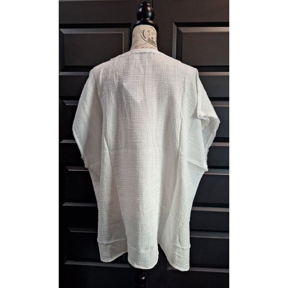 NWT Tahari Woman Sugar White Linen Pullover Blouse/Size 3X - Picture 3 of 11